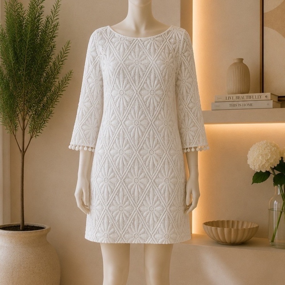 Lilly‎ Pulitzer Dress White Lace Medium Bridal Preppy Coastal Euro Summer Party